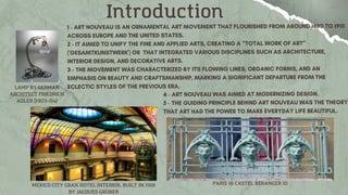 Introduction
LAMP BY GERMAN
ARCHITECT FRIEDRICH
ADLER (1903–04)
MEXICO CITY GRAN HOTEL INTERIOR, BUILT IN 1918
BY JACQUES GRÜBER
PARIS 16 CASTEL BÉRANGER 10
 