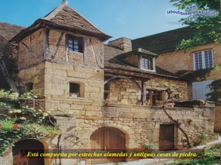 Está compuesta por estrechas alamedas y antiguas casas de piedra. 