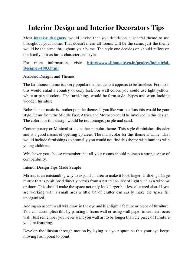 Interior Design And Interior Decorators Tips