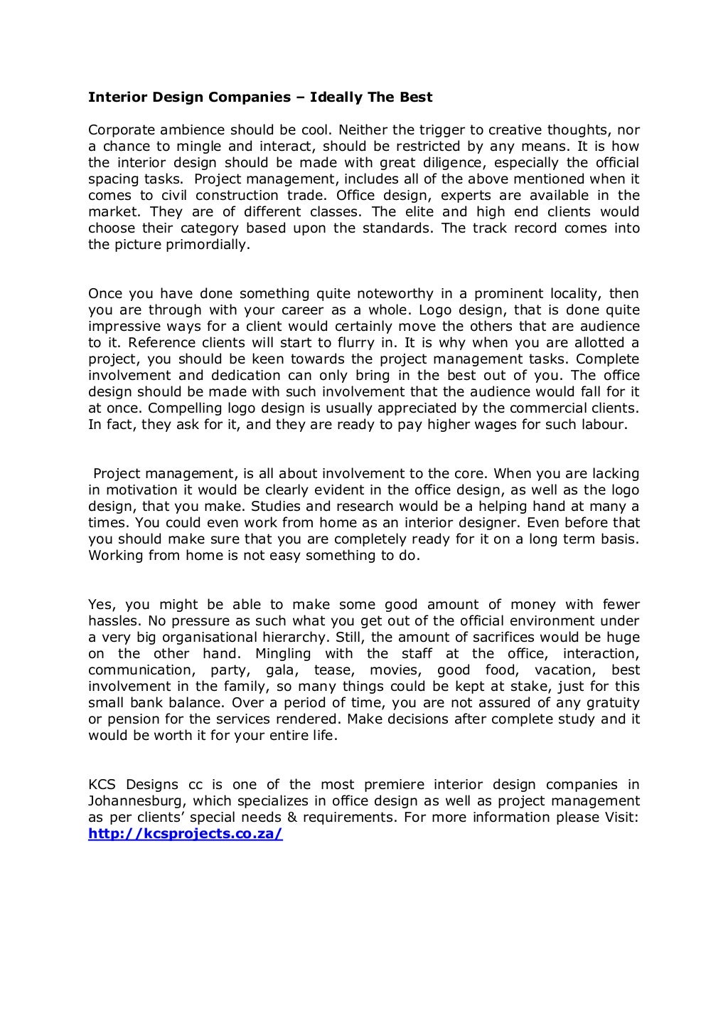 Interior design companies – ideally the best