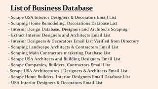 Interior designers and home builders data list | PPTX