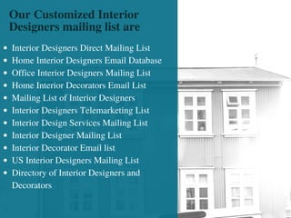 Interior Designers Email List | Interior Designers Database | PDF