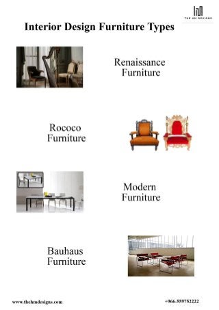 Interior design furniture types