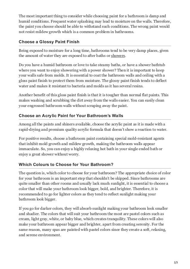 How to Choose the Best Paint for Bathroom?