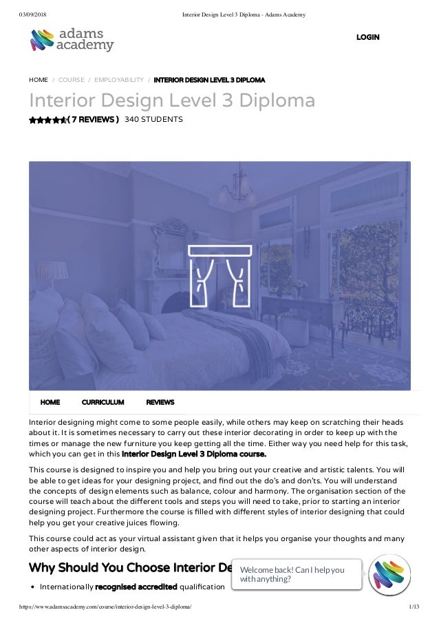 Interior Design Level 3 Diploma Adams Academy