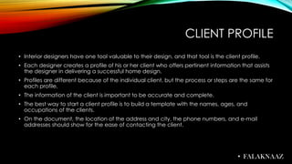 Interior design studio client profile | PPT
