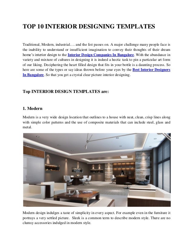 Top 10 Interior Desinging Templates