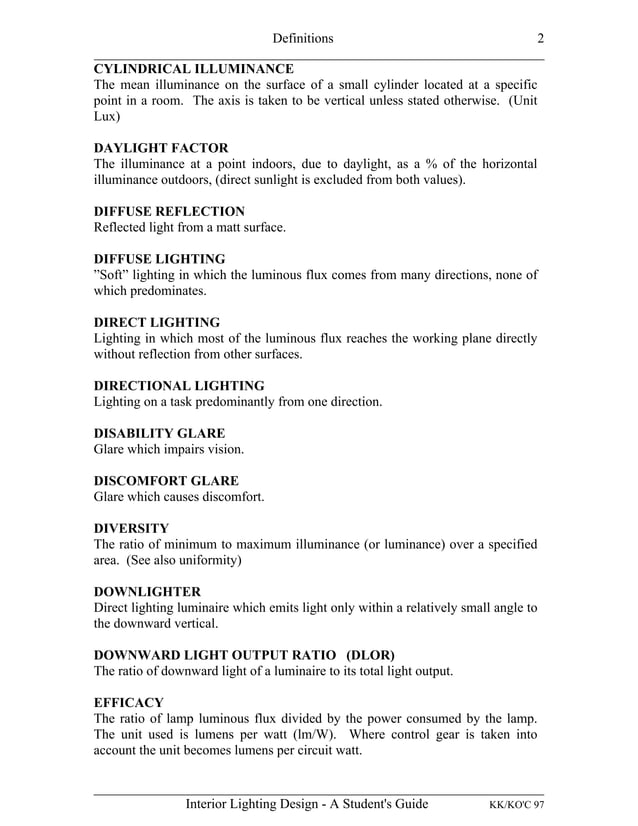 INTERIOR LIGHTING DESIGN A STUDENT'S GUIDE