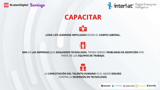 LONG LIFE LEARNING IMPULSADO DESDE EL CAMPO LABORAL.
CAPACITAR
84% DE LAS EMPRESAS QUE ADQUIEREN TECNOLOGÍA, TIENEN SERIOS...