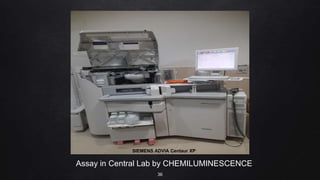 Assay in Central Lab by CHEMILUMINESCENCE
36
SIEMENS ADVIA Centaur XP
 