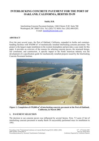 Interlocking Concrete Pavement For The Port