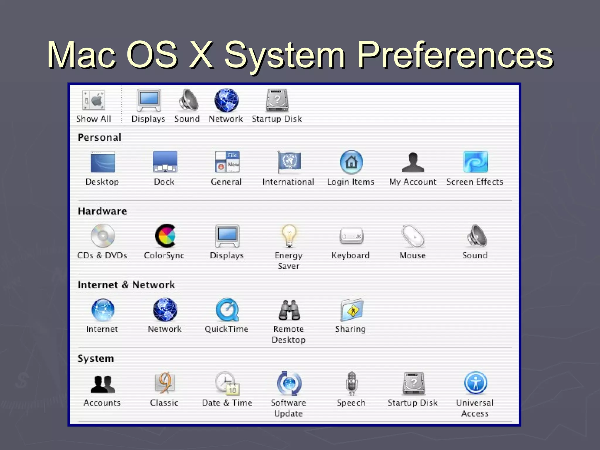 Mac OS X System Preferences 