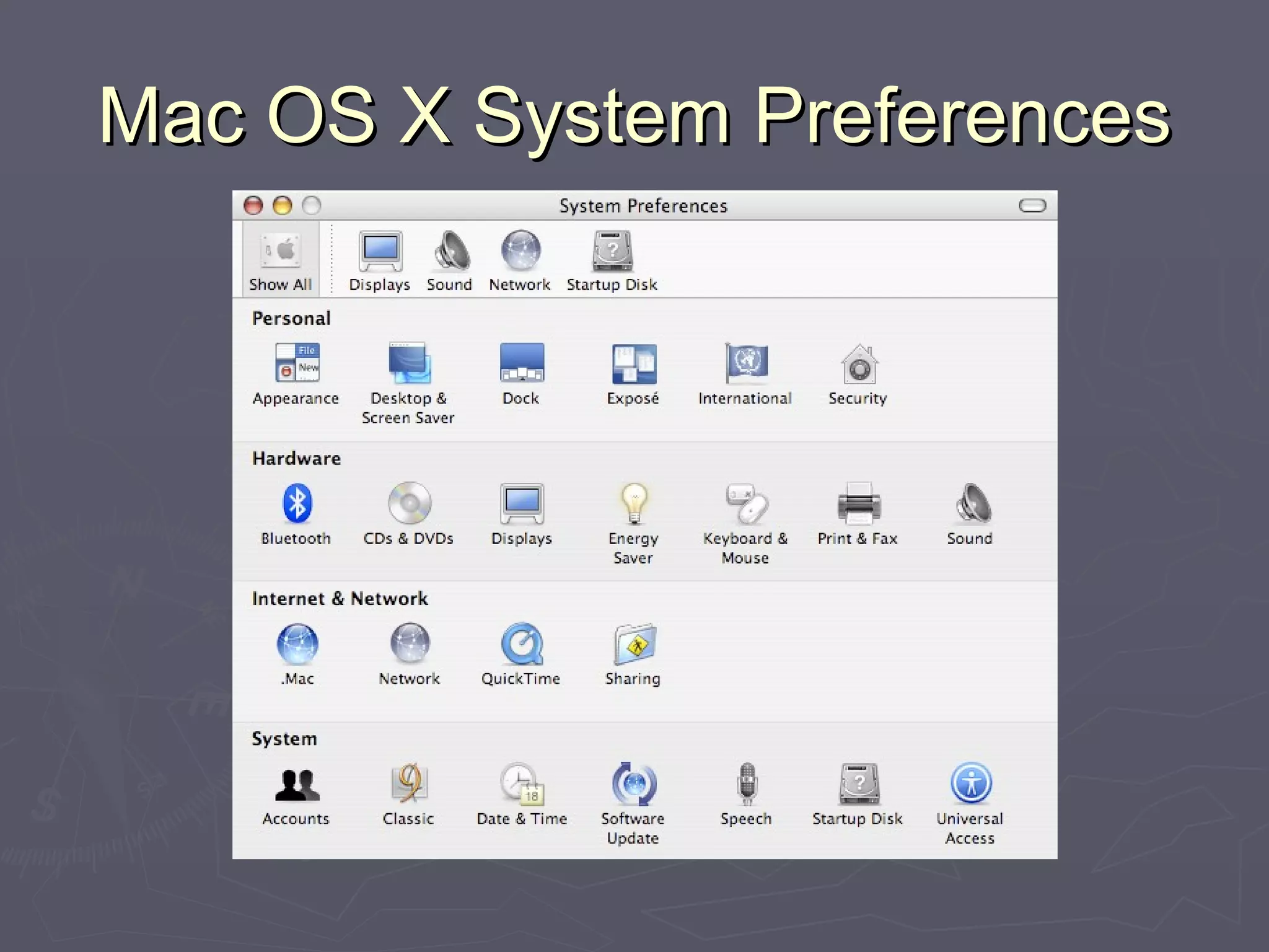 Mac OS X System Preferences 