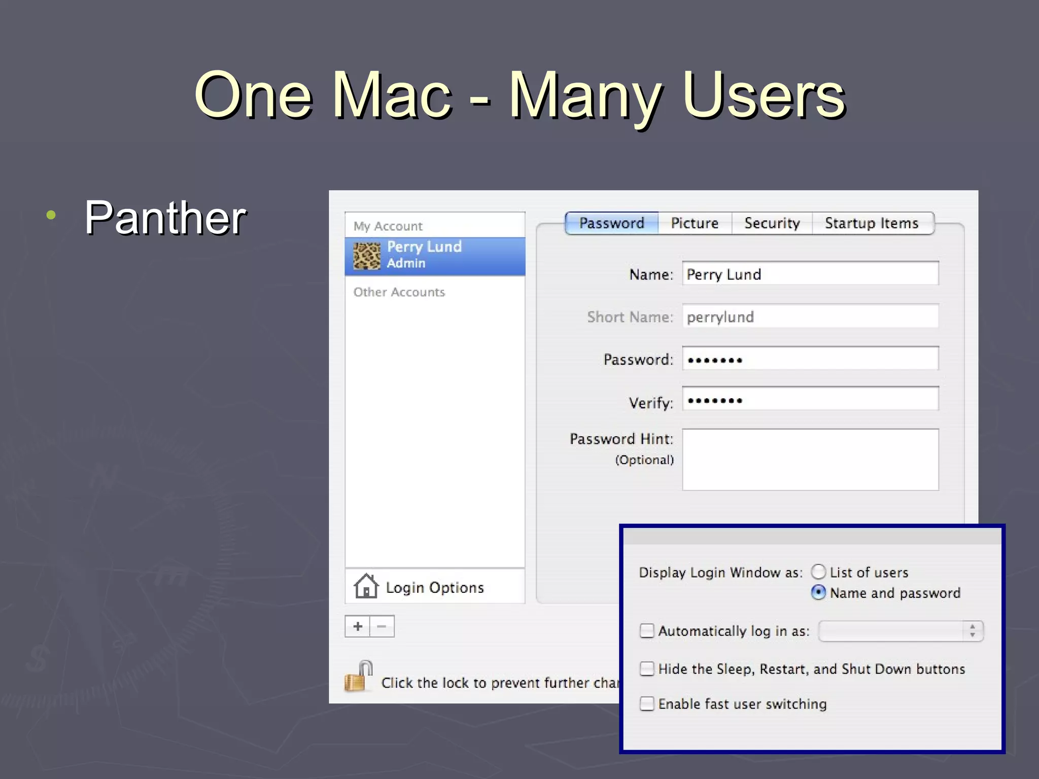 One Mac - Many Users Panther 