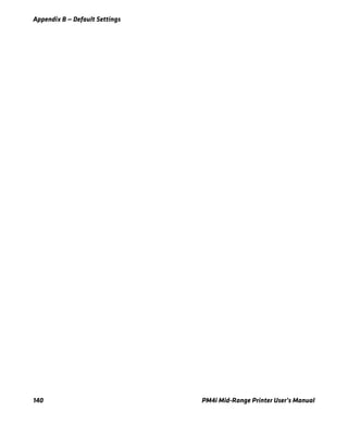 Appendix B — Default Settings
140 PM4i Mid-Range Printer User’s Manual
 
