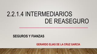 2.2.1.4 INTERMEDIARIOS
DE REASEGURO
SEGUROS Y FIANZAS
GERARDO ELIAS DE LA CRUZ GARCIA
 