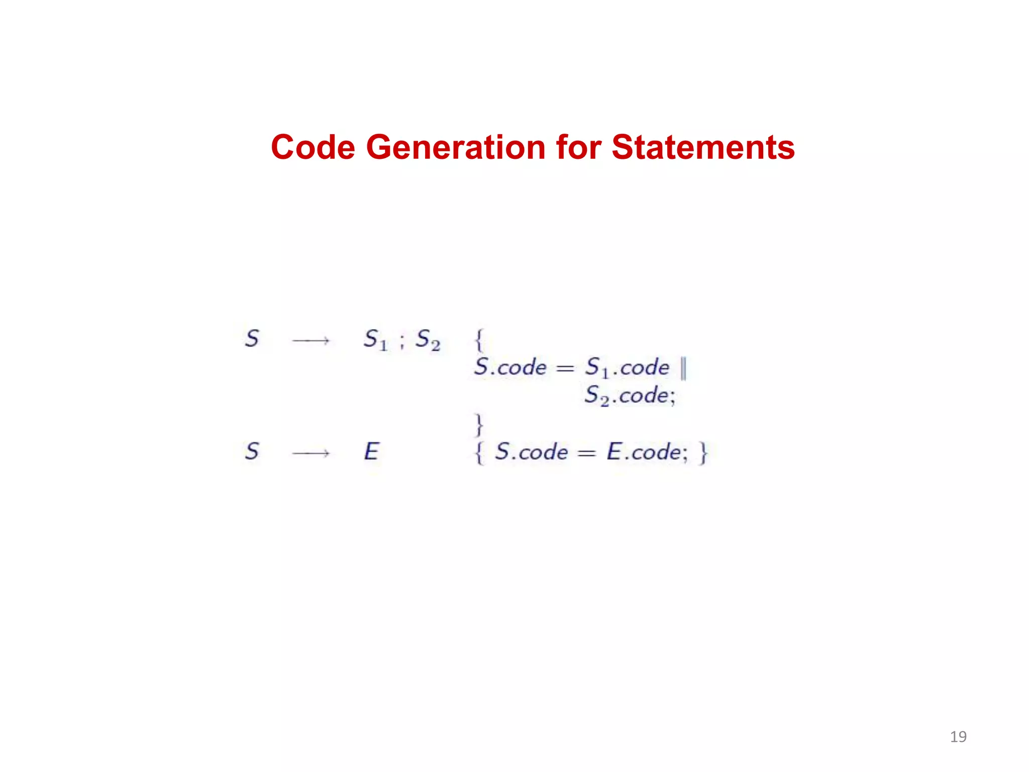 Code Generation for Statements
19
 
