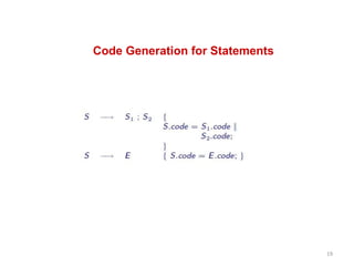 Code Generation for Statements
19
 