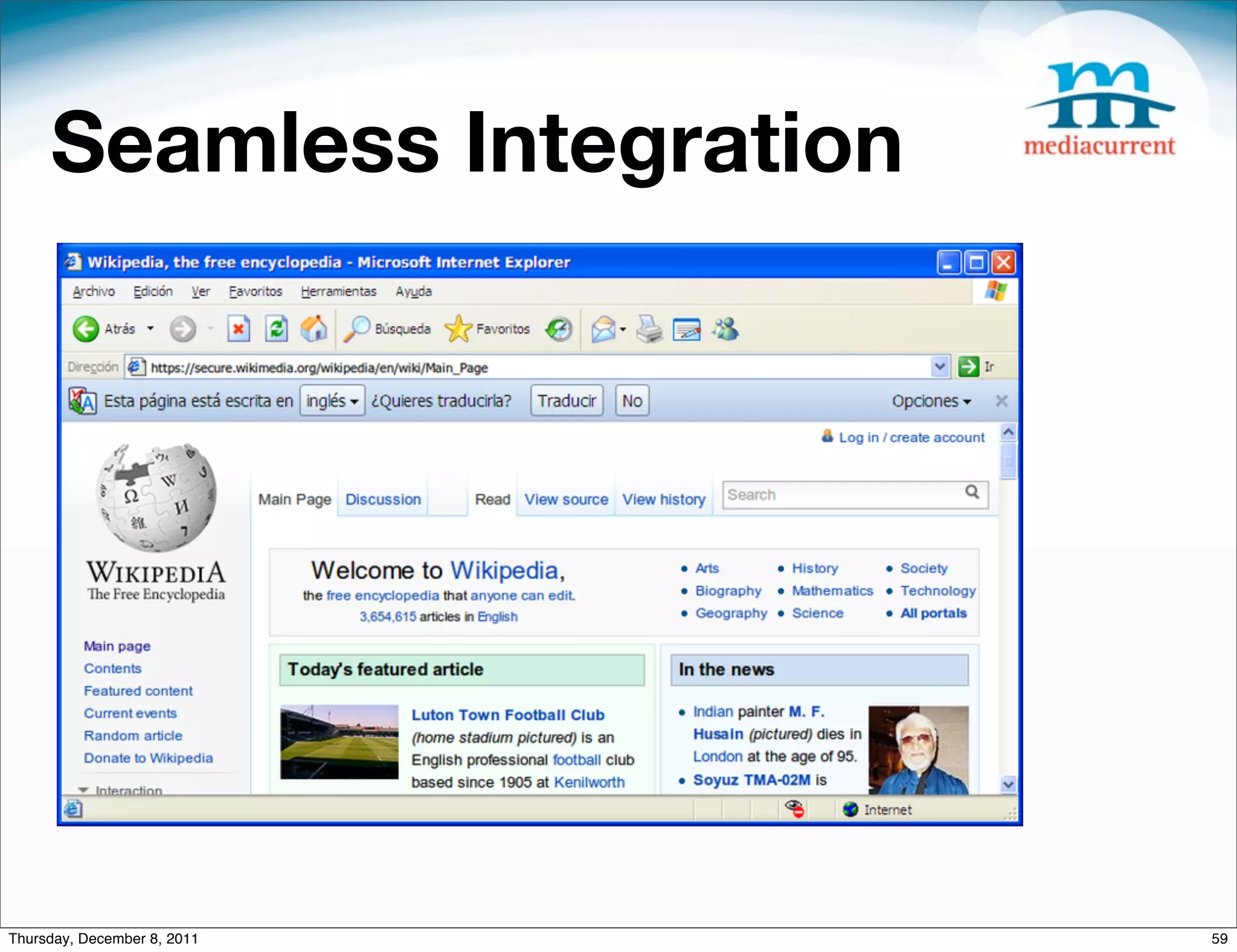 Seamless Integration Thursday, December 8, 2011 59 