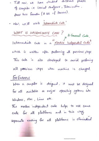 Intermediate code and three address instructions | PDF