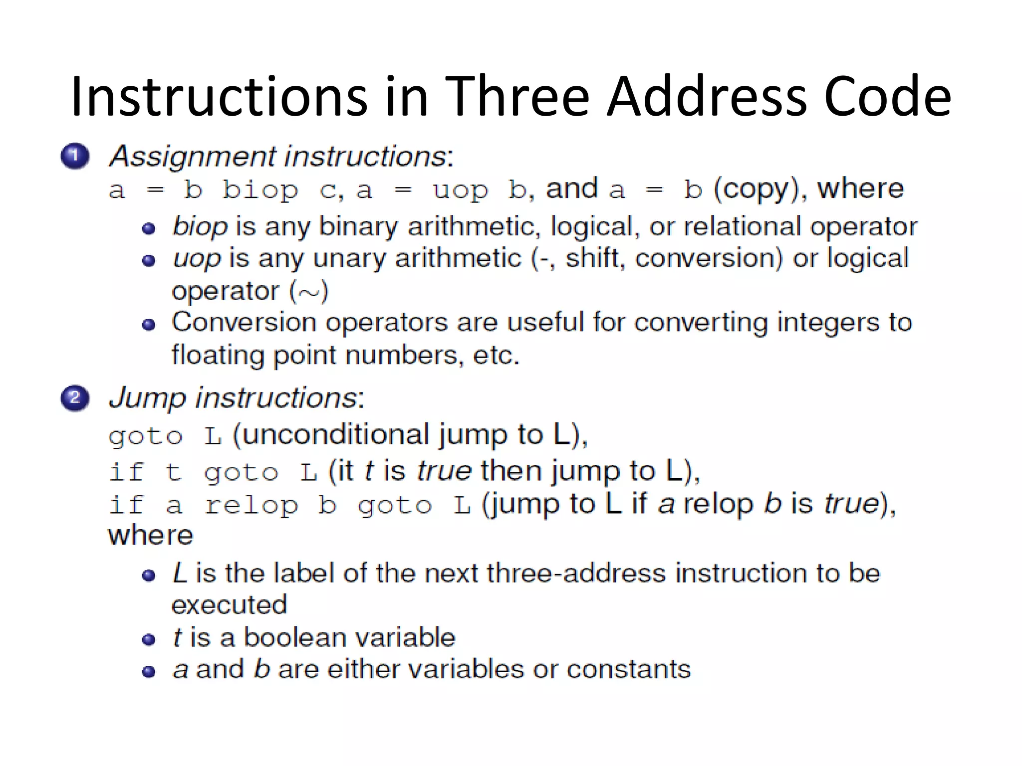 Intermediate code generation in Compiler Design | PDF