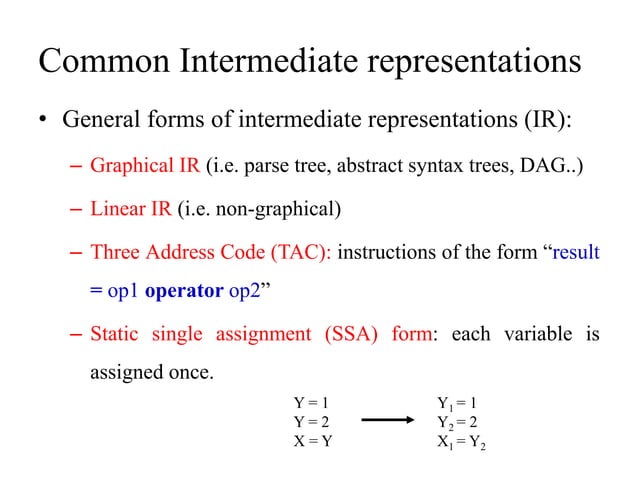 Intermediate code generation in Compiler Design | PDF