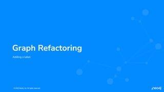 © 2022 Neo4j, Inc. All rights reserved.
© 2022 Neo4j, Inc. All rights reserved.
Adding a label
Graph Refactoring
 