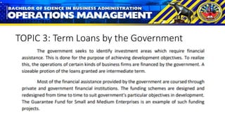 TOPIC 3: Term Loans by the Government