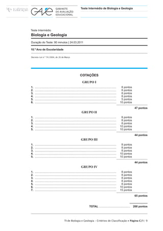 SRVVLELOLGDGHV GH ELRLQGLFDomR H ¿WRUUHPHGLDomRª VII Congresso Nacional de Geologia, 2010




                                                                 TI de Biologia e Geologia – Versão 1 x Página 6/ 10
 