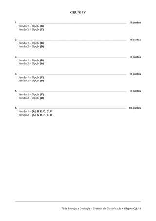 $ FODVVL¿FDomR GR WHVWH GHYH UHVSHLWDU LQWHJUDOPHQWH
                   RV FULWpULRV JHUDLV H RV FULWpULRV HVSHFt¿FRV D VHJXLU DSUHVHQWDGRV



                           CRITÉRIOS GERAIS DE CLASSIFICAÇÃO

$ FODVVL¿FDomR D DWULEXLU D FDGD UHVSRVWD UHVXOWD GD DSOLFDomR GRV FULWpULRV JHUDLV H GRV FULWpULRV HVSHFt¿FRV
GH FODVVL¿FDomR DSUHVHQWDGRV SDUD FDGD LWHP H p H[SUHVVD SRU XP Q~PHUR LQWHLUR SUHYLVWR QD JUHOKD GH
FODVVL¿FDomR

$ DXVrQFLD GH LQGLFDomR LQHTXtYRFD GD YHUVmR GR WHVWH 9HUVmR  RX 9HUVmR  