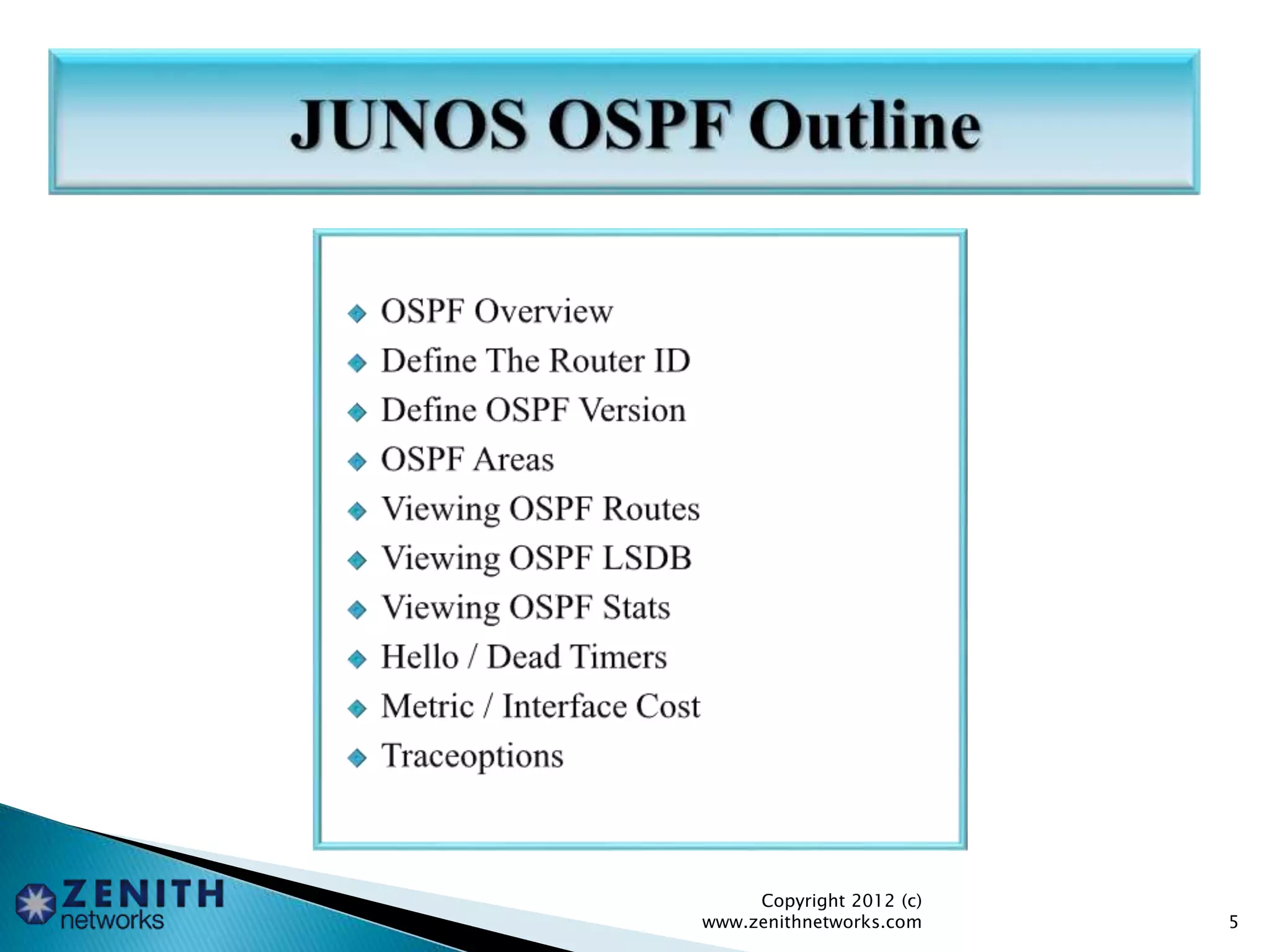 Copyright 2012 (c)
www.zenithnetworks.com 5
 