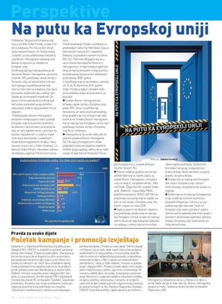 Perspektive
Na putu ka Evropskoj uniji
Publikacija “Na putu ka Evropskoj uniji”,         tions.
koju je priredio Srđan Puhalo, a izdao Cen-       Pored istraživanja Puhala u publikaciji su
tar za edukaciju Pro Educa, kroz istraži-         predstavljeni radovi Tije Memišević, koja se
vanja reprezentovana u tri članka nastoji         bavi istorijom odnosa EU i zapadnog
„osvjetliti“ proces približavanja Evropskoj       Balkana, sa posebnim osvrtom na odnos
uniji Bosne i Hercegovine. Izdavanje pub-         BiH i EU, i Nermina Mujagića, koji se u
likacije omogućeno je sredstvima                  svom članku bavi isključivo Bosnom i
Evropske unije.                                   Hercegovinom, te daje kratak pregled kre-
Istraživanja javnog mnjenja pokazuju da           tanja zemlje ka evropskim integracijma tj.,
stanovnici Bosne i Hercegovine u procentu         do potpisivanja Sporazuma o stabilizaciji i
od preko 70% podržavaju ulazak zemlje u           pridruživanju 2008. godine.
Evropsku uniju, ali istovremeno ti isti ispi-     U istraživanju koje je sprovedeno u periodu
tanici glasaju za političke partije koje          od 10. do 20. decembra 2010. godine
veoma malo rade na ostvarenju tog cilja ili       Srđan Puhalo je daljom obradom dobi-
promovišu vrijednosti koje u velikoj mjeri        jenih podataka došao do ilustrativnih za-
odudaraju od evropskih vrijednosti. Do-           ključaka:
damo li tome svakodnevno kršenje ljud-            l Građani Bosne i Hercegovine po-
skih prava manjinskih grupa (etničke i            državaju ulazak zemlje u Evropsku uniju,
seksualne), onda to ovaj paradoks čini još        preko 90%. Istina, ta podrška nije
vidljivijim.                                      bezuslovna, jer zavisi od procjena jednog
„Približavanjem Bosne i Hercegovine               broja građana da li će od toga imati neke
evropskim integracijama rašće i pritisak          koristi ili ne. Građani Bosne i Hercegovine
Evropske unije za korjenitim političkim,          koji se osjećaju kao Evropljani u većoj mjeri
društvenim i ekonomskim promjenama                podržavaju članstvo zemlje u Evropskoj
koje se neće ogledati samo u promjeni za-         uniji što je i očekivano.
konske regulative već i u sistemu vrijed-         l Interesantno je da se tek nešto više od
nosti koji je dominantan u sadašnjem              polovine građana Bosne i Hercegovine
bosanskohercegovačkom društvu. Takvu              (54,1%) osjeća Evropljaninom. Kada
situaciju imamo već u Srbiji i Hrvatskoj“, is-    pogledamo kako se pripadnici pojedinih
takao je Srđan Puhalo, rukovodilac sektora        etničkih grupa opažaju, vidimo da se nešto
istraživanja u agenciji Prime Communica-          manje od dvije trećine Hrvata (63,1%) os-


                                                                                                    jeća Evropljaninom, a slijede Bošnjaci           ciljeve najviše podržavaju: borba protiv
                                                                                                    (56,4%) i Srbi (47,7%).                          kriminala i korupcije, nezaposlenost,
                                                                                                    l Prema mišljenju građana ove zemlje             pravna država, životni standard, socijalna
                                                                                                    politički lideri koji se najviše zalažu za       pravda i socijalna država.
                                                                                                    ulazak Bosne i Hercegovine u Evropsku            l Građani koji se osjećaju kao Evropljani
                                                                                                    uniju su dvojica „socijaldemokrata“, Milo-       više znaju o Evropskoj uniji i njenom
                                                                                                    rad Dodik i Željko Komšić a slijede Izetbe-      funkcionisanju, od građana koji se tako ne
                                                                                                    gović, Radončić i Lagumdžija. Među               osjećaju.
                                                                                                    političkim partijama, SNSD i SDP BiH se          l Osobe koje se ne osjećaju Evropljanima
                                                                                                    prepoznaju kao partije koje se najviše za-       imaju izraženije strahove od procesa
                                                                                                    lažu za naš ulazak u Evropsku uniju. Na          evropskih integracija u odnosu na sug-
                                                                                                    trećem mjestu se nalazi SDA.                     rađane koji sebe tako vide. Strah od
                                                                                                    l Kada se govori o društvenim ciljevima          Evropske unije raste s porastom godina
                                                                                                    koje podržavaju građani koji se osjećaju         starosti samih ispitanika dok strah opada s
                                                                                                    kao Evropljani i oni koji se tako ne osjećaju,   porastom obrazovanja ispitanika, njihovog
                                                                                                    vidimo da se ove dvije kategorije ispitanika     znanja o Evropskoj uniji i povećanjem pri-
                                                                                                    ne razlikuju u velikoj mjeri po tome koje        hoda domaćinstva.


Pravda za svako dijete
Početak kampanje i promocija izvještaja
Sastankom u organizaciji Ministarstva za ljudska prava i          početka kampanje „Pravda za svako dijete“ želimo ukazati
izbjeglice BiH i UNICEF-a, obilježen je početak kampanje          na činjenicu da se ulažu veliki napori kako bi bio postignut
javnog informisanja “Pravda za svako dijete”. Kampanja je         sveobuhvatni cilj ovog projekta, a to je pružanje podrške
prvi korak na putu da se dugoročno utiče na promjenu              reformi sistema maloljetničkog pravosuđa i unapređenja
percepcije javnosti prema djeci koja su pod rizikom ili u         pravosuđa za djecu u BiH, u skladu sa međunarodnim
sukobu sa zakonom, ali i način da se podstakne dijalog            standardima,“ rekao je Safet Halilović, ministar za ljudska
među predstavnicima zajednice kako bi se ovi problemi             prava i izbjeglice BiH. „Pravda za svako dijete mora obezbi-
počeli rješavati sistemski. Manifestaciju je otvorio Safet        jediti tri ključne stvari: zaštitu, sigurnost i učestvovanje. Mi
Halilović, ministar za ljudska prava i izbjeglice BiH. Sas-       moramo zaštititi djecu od nasilja, zlostavljanja i zanemari-
tanku su prisustvovali ministar pravde FBiH, predstavnik          vanja. Moramo im osigurati kvalitetnu zdravstvenu zaštitu,
ministarstva pravde RS, ambasadori Švedske i Švajcarske,          socijalnu podršku i obrazovanje. I naravno, ne smijemo             Hercegovini je da pokrene akciju u interesu sve djece u
predstavnici donatora, kao i brojni predstavnici institucija i    zaboraviti da djeci trebamo pružiti mogućnost da učestvuju         zemlji. Naše zemlje to rade, tako da i Bosna i Hercegovina
organizacija partnera koji podržavaju ovu inicijativu.            po pitanjima koja ih se tiču. Naravno Švajcarska, Švedska i        zasigurno može“, istakao je Andre Schaller ambasador
„Današnjom manifestacijom, odnosno promovisanjem                  UNICEF će pružati podršku i dijeliti iskustva, ali na Bosni i      Švajcarske u BiH.

20 | intermezzo | jun/jul 2011.
 