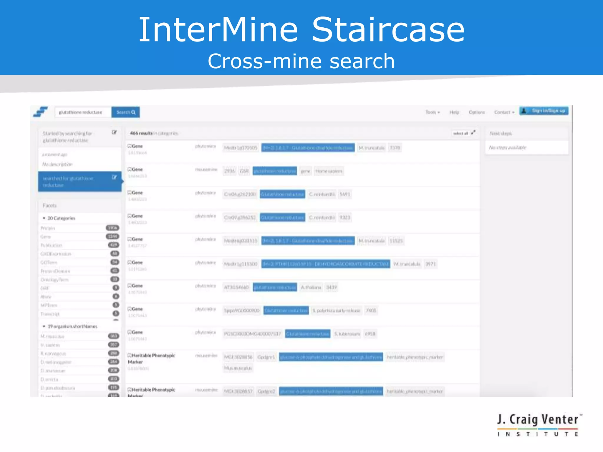 InterMine Staircase
Cross-mine search
 