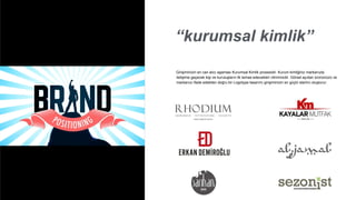 “kurumsal kimlik”
Girişiminizin en can alıcı aşaması Kurumsal Kimlik prosesidir. Kurum kimliğiniz markanızla
iletişime geçecek kişi ve kuruluşların ilk temas edecekleri vitrininizdir. Görsel açıdan ürününüzü ve
markanızı ifade edebilen doğru bir Logotype tasarımı girişiminizin en güçlü startını oluşturur.
 