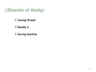  Sewing thread
 Needle &
 Sewing machine
33
 