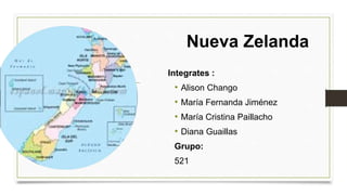 Nueva Zelanda
Integrates :
• Alison Chango
• María Fernanda Jiménez
• María Cristina Paillacho
• Diana Guaillas
Grupo:
521
 