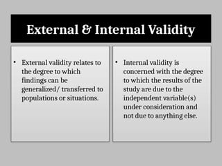 Understanding External and Internal Validity in Advanced Quantitative ...