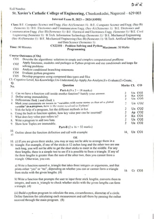 PROBLEM SOLVING AND PYTHON PROGRAMMING QUESTION | PDF