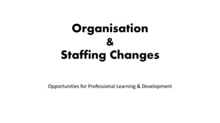Organisation
&
Staffing Changes
Opportunities for Professional Learning & Development
 