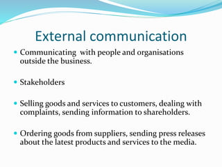 External Talk Internal and external communication | PPTX
