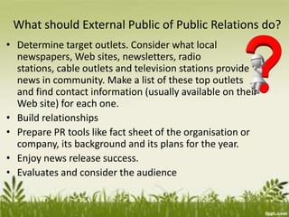 Internal and External publics of Public Relations by Shaining Star ...