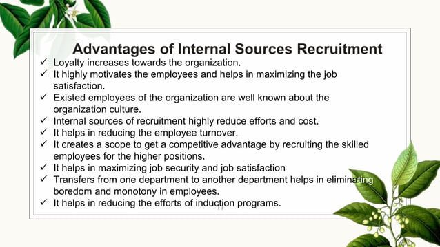 Internal and External Sources of Recruitment | PPT