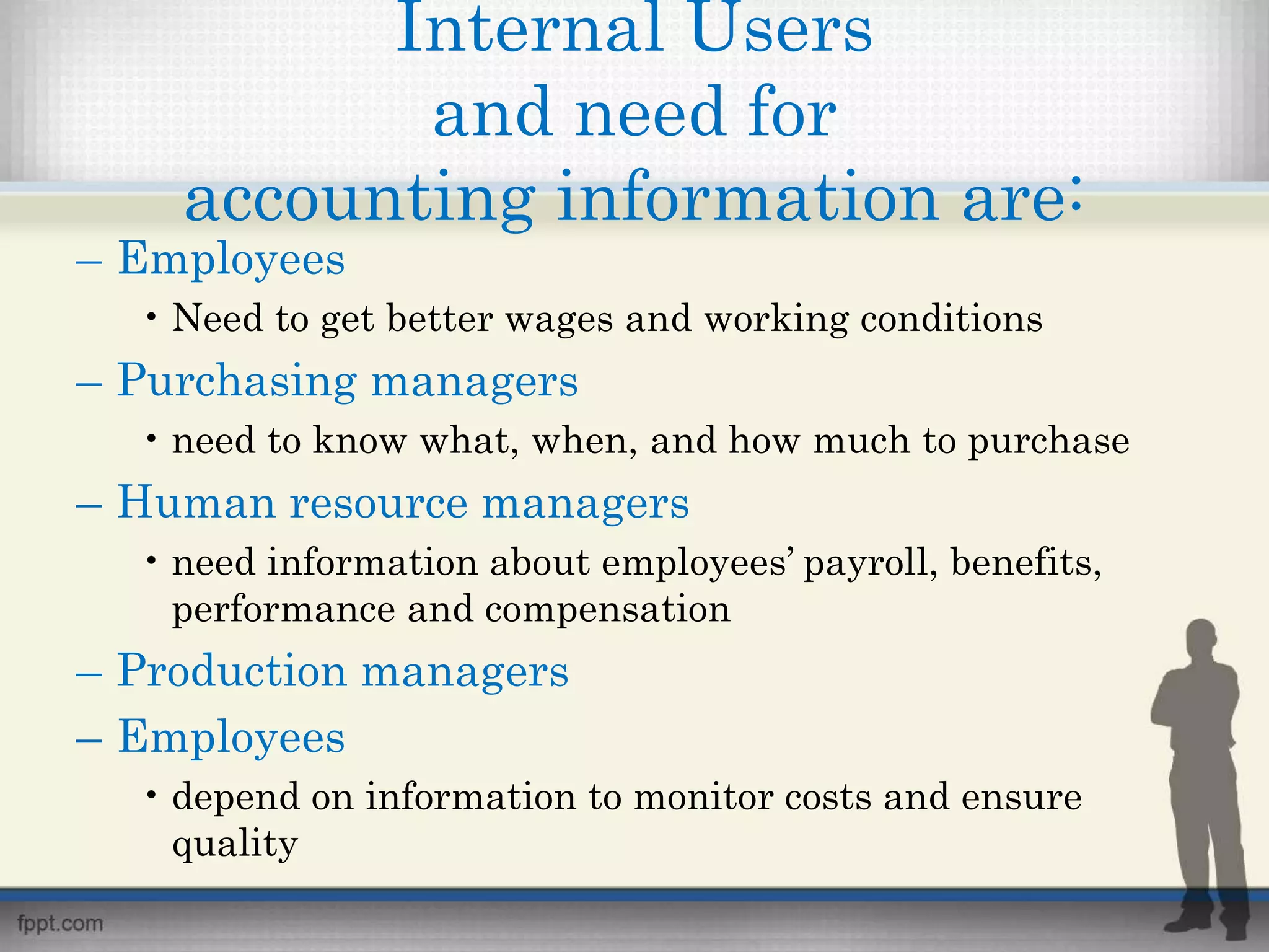Internal and external users of financial information | PPTX