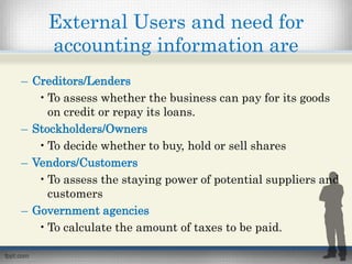 Internal and external users of financial information | PPTX