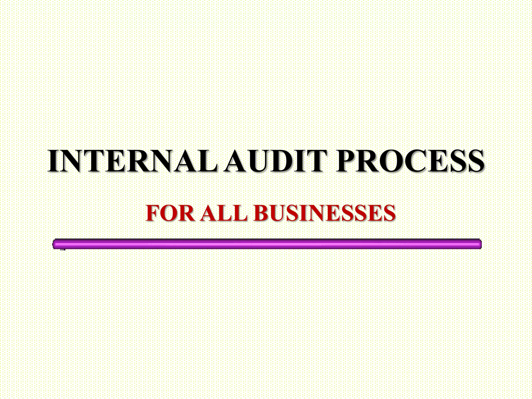 INTERNALAUDIT PROCESS
FOR ALL BUSINESSES
 