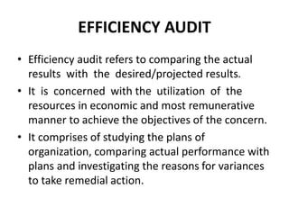 Efficiency Performance Audit Internal audit | PPTX
