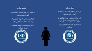 ‫هاکوپیان‬
‫رضایمندی‬ ‫مشتریان‬ ‫نیازهای‬ ‫پوشش‬ ‫با‬
‫کند‬ ‫می‬ ‫جلب‬ ‫را‬ ‫آنها‬.
‫از‬ ‫جلوگیری‬ ‫جهت‬ ‫را‬ ‫فرایندهایش‬ ‫کل‬
‫دارد‬ ‫کنترل‬ ‫تحت‬ ‫انطباق‬ ‫عدم‬ ‫بروز‬.
‫مشخصی‬ ‫المللی‬ ‫بین‬ ‫استاندارد‬ ‫یک‬ ‫از‬
‫کند‬ ‫می‬ ‫تبعیت‬.
‫رضایمندی‬ ‫مشتریان‬ ‫نیازهای‬ ‫پوشش‬ ‫با‬
‫کند‬ ‫می‬ ‫جلب‬ ‫را‬ ‫آنها‬.
‫از‬ ‫جلوگیری‬ ‫جهت‬ ‫را‬ ‫فرایندهایش‬ ‫کل‬
‫دارد‬ ‫کنترل‬ ‫تحت‬ ‫انطباق‬ ‫عدم‬ ‫بروز‬.
‫تبعیت‬ ‫خوش‬ ‫عملکرد‬ ‫و‬ ‫ها‬ ‫شیوه‬ ‫یک‬ ‫از‬
‫کند‬ ‫می‬.
‫برند‬ ‫یک‬
 