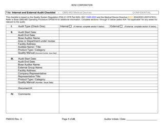 INTERNAL AUDIT ISO 13485:2016 Medical Device | PDF