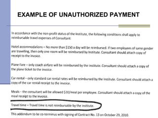 EXAMPLE OF UNAUTHORIZED PAYMENT 