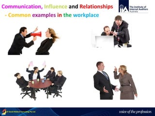 voice of the profession© David Mallard Consulting Pty Ltd
- Common examples in the workplace
Communication, Influence and Relationships
 